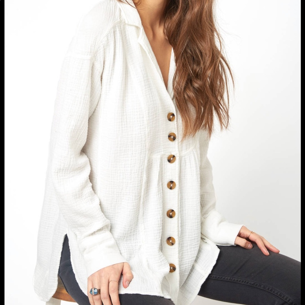 Free People Linen Button Down
